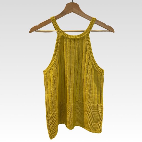NWT Mystree Ribbed Tank Sweater Yellow/Gold Size L - Picture 2 of 5